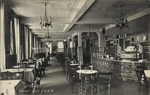 Ak Göttingen in Niedersachsen, Innenansicht vom Kaiser Café