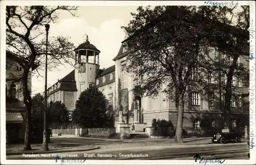 Ak Potsdam in Brandenburg, Neue Königstraße, Staatl. Handels- und Gewerbeschule