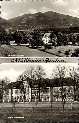 Ak Müllheim in Baden, Krankenhaus, Ortsansicht