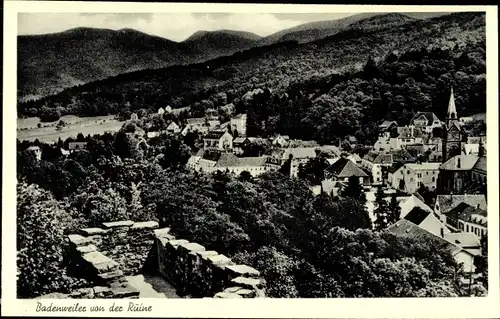 Ak Badenweiler im Schwarzwald, Ort von der Ruine gesehen