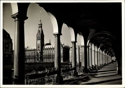 Ak Hamburg Mitte Altstadt, Alsterarkaden, Rathaus