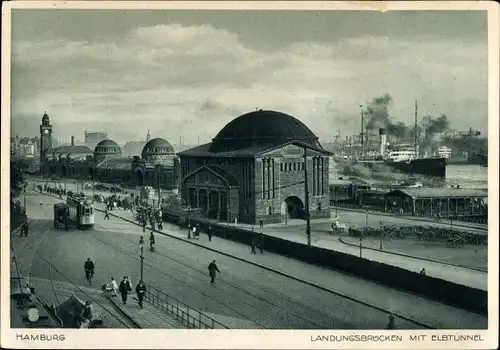 Ak Hamburg Mitte Altstadt, Landungsbrücke, Elbtunnel