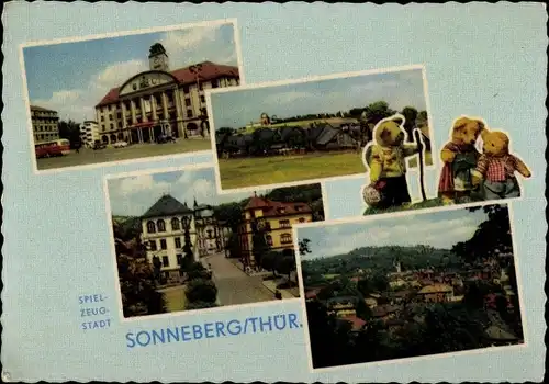 Ak Sonneberg in Thüringen, Panorama, Straßenpartie