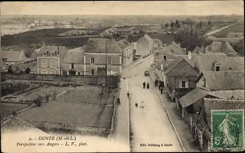 Ak Denée Maine et Loire, Perspective vers Angers