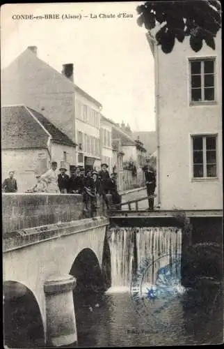 Ak Condé en Brie Aisne, La Chute d'Eau