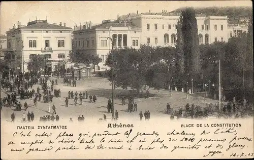 Ak Athen Griechenland, Place de la Constitution