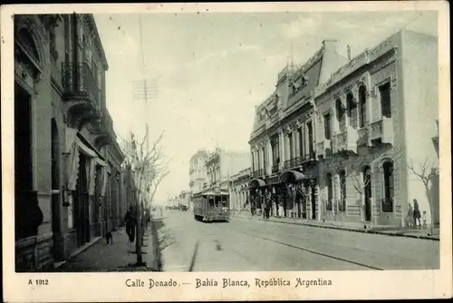 Ak Bahia Blanca Argentinien, Calle Donado, Straßenbahn