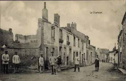 Ak Le Châtelet Ardennes, Stadtpartie, Deutsche Soldaten, I. WK