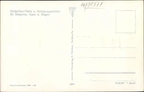 Ak Garz Insel Rügen in der Ostsee, Diabetikerheim, Forschungsinstitut für Diabetes
