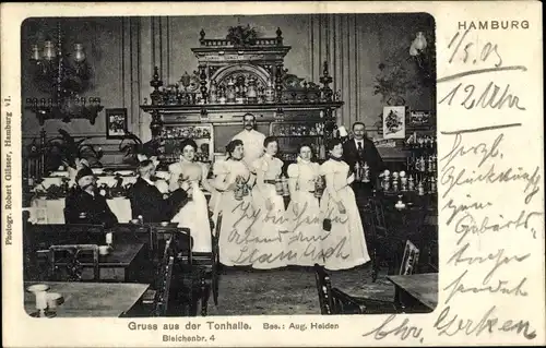 Ak Hamburg Wandsbek Poppenbüttel, Gruss aus der großen Tonhalle, Bleichenbr. 4