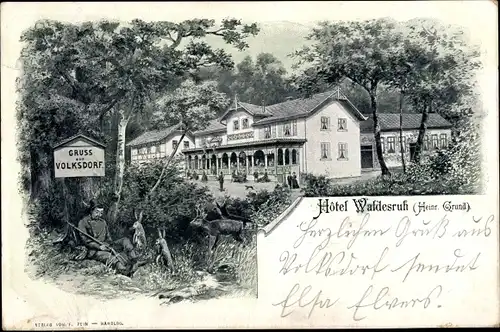Litho Hamburg Wandsbek Volksdorf, Hotel Waldesruh