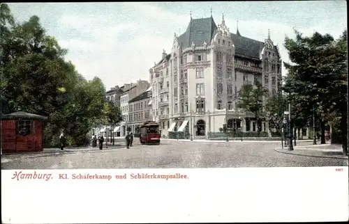 Ak Hamburg Eimsbüttel, Kl. Schäferkamp, Schäferkampsallee, Straßenbahn