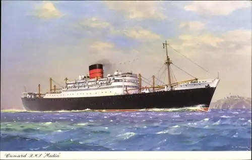 Künstler Ak Cunard Line, Dampfschiff Media