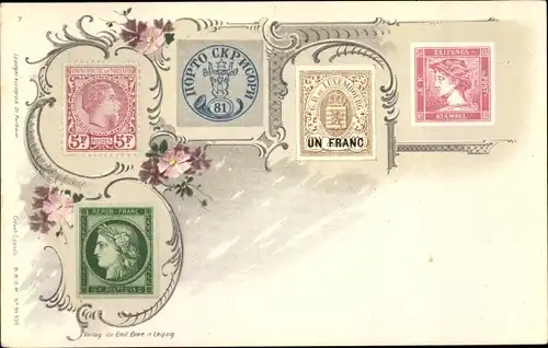 Briefmarken Ak Luxemburg, Russland, Frankreich