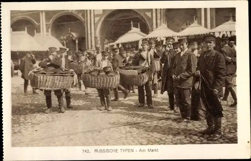 Ak Russische Typen, Am Markt, Händler