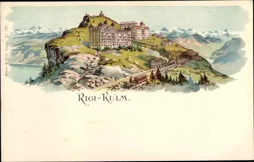 Litho Rigi Kulm Kanton Schwyz, Zahnradbahn, Hotel