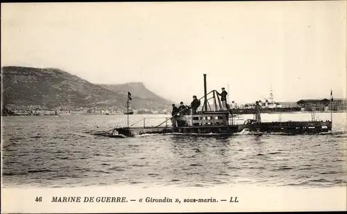 Ak Französisches U Boot, Girondin, Sous marin, Marine de Guerre