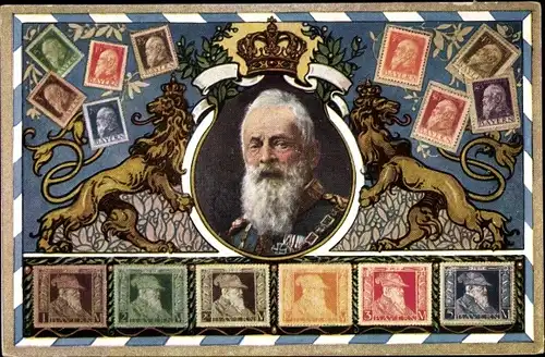 Briefmarken Ganzsachen Ak Königreich Bayern, Prinzregent Luitpold von Bayern