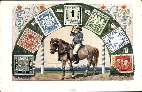 Ganzsachen Briefmarken Ak König Ludwig III. von Bayern, Postillon