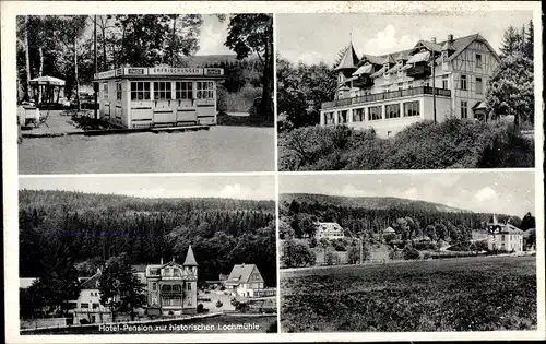 Ak Köppern Friedrichsdorf im Taunus, Bahnhof Saalburg, Pension z. historischen Lochmühle, Imbiss