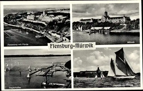 Ak Mürwik Flensburg in Schleswig Holstein, Seglerhafen, Yachten, Panorama, Förde