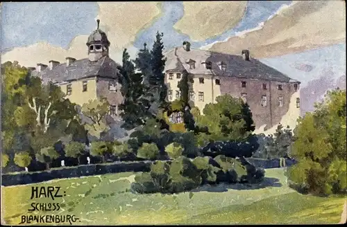 Künstler Ak Blankenburg am Harz, Blick auf das Schloss