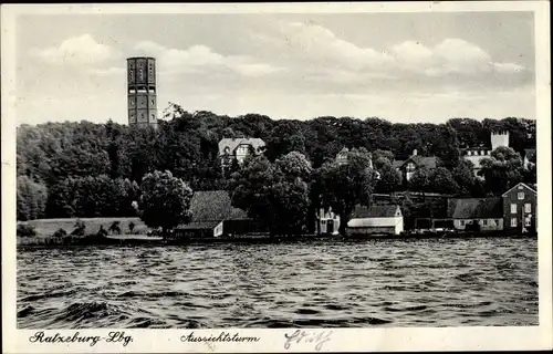 Ak Ratzeburg im Herzogtum Lauenburg, Aussichtsturm, Fährhaus am Königsdamm