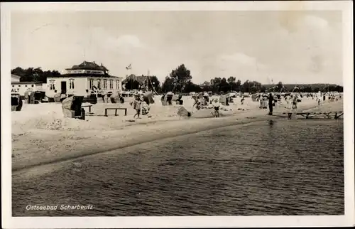 Ak Scharbeutz in Ostholstein, Hotel Wilhelminenbad, Strand