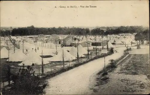 Ak Mailly le Camp Aube, Vue des Tentes