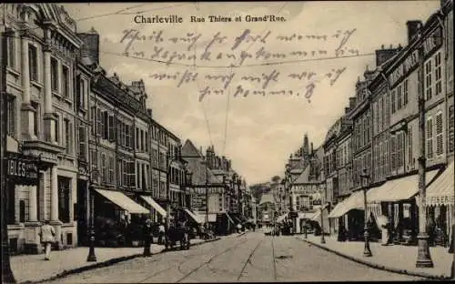 Ak Charleville Mézières Ardennes, Rue Thiers, Grande Rue