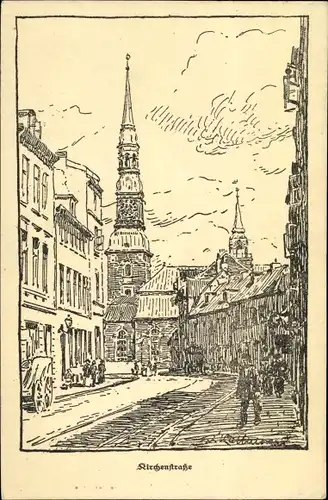 Künstler Ak Hamburg Altona, Kirchenstraße, Kirche, Opfertag 1916