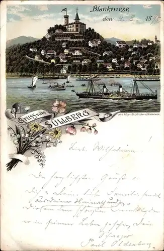 Vorläufer Litho Hamburg Altona Blankenese, Elbe mit Blick zum Süllberg