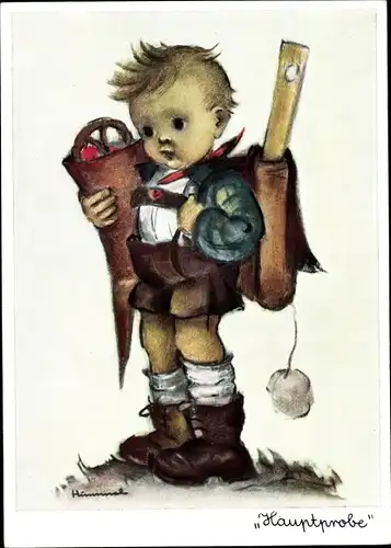 Künstler Ak Hummel, Berta, Nr. 5223, Hauptprobe, Junge mit Zuckertüte