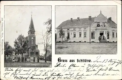 Ak Schildow Mühlenbecker Land Oberhavel, Kirche, Kaiserliche Post