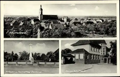 Ak Schutterwald in Baden Württemberg, Gesamtansicht, Kriegerdenkmal, Neues Schulhaus