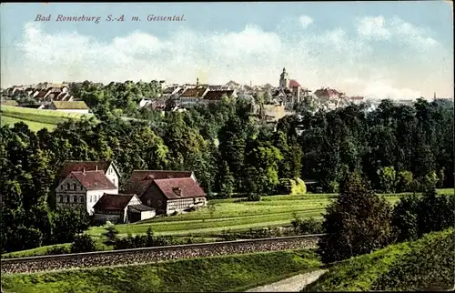 Ak Ronneburg in Thüringen, Blick auf den Ort mit Gessental