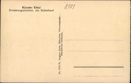 Ak Ettal Oberbayern, Kloster Ettal, Erziehungsinstitut, Schlafsaal, Innenansicht