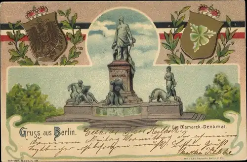 Wappen Litho Berlin Tiergarten, Bismarck Denkmal