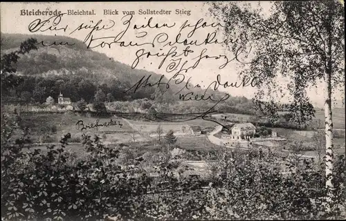 Ak Bleicherode am Harz, Bleichtal, Blick vom Sollstedter Stieg