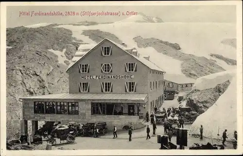 Ak Stilfser Jochstraße Südtirol, Hotel Ferdinandshöhe, Ortler