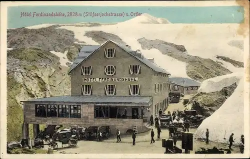 Ak Stilfser Jochstraße Südtirol, Hotel Ferdinandshöhe, Ortler