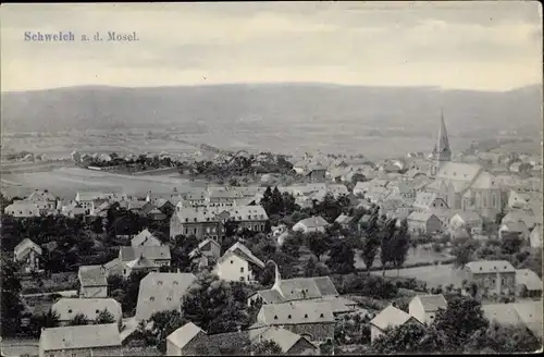 Ak Schweich an der Mosel, Totalansicht der Ortschaft