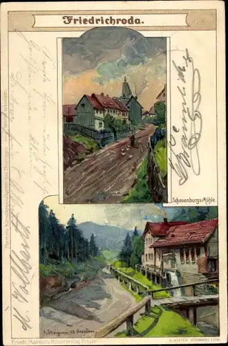 Künstler Litho Stagura, Albert, Friedrichroda Thüringer Wald, Schauenburgsmühle