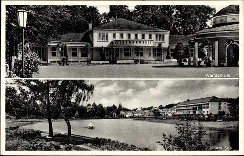 Ak Horn Bad Meinberg im Kreis Lippe, Wandelhalle, Am See