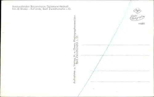 Ak Bad Zwischenahn, Ammerländer Bauernhaus, Spiekerwirtschaft, Innenansicht