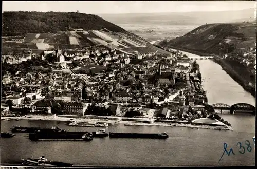 Ak Bingen am Rhein, Fernsicht mit Nahemündung