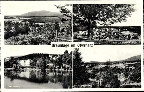 Ak Braunlage im Oberharz, Wurmberg, Achtermann, Gondelteich
