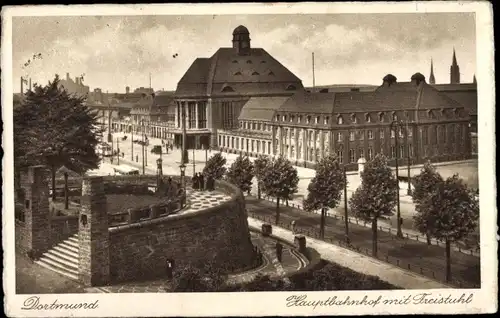 Ak Dortmund im Ruhrgebiet, Hauptbahnhof mit Freistuhl