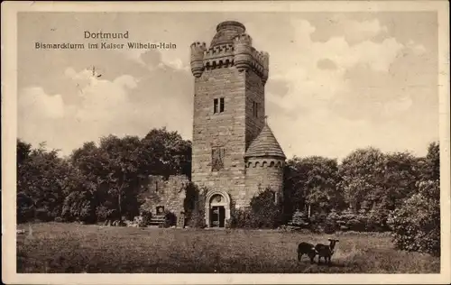 Ak Dortmund im Ruhrgebiet, Bismarckturm im Kaiser Wilhelm Hain