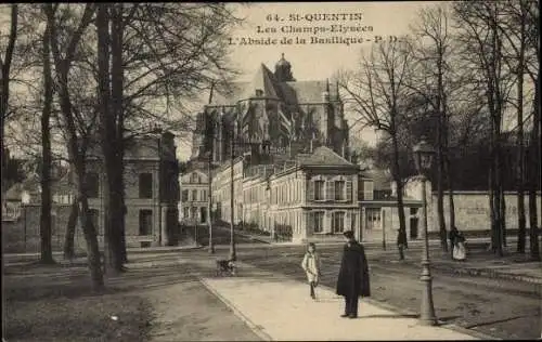 Ak Saint Quentin Aisne, Les Champs Elysees, L'Abside de la Basilique